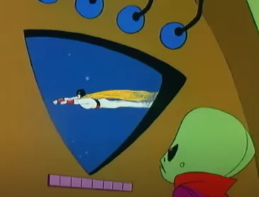 SUpervillain spying on Space Ghost in the 60s cartoon