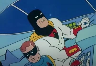 Jace and Space Ghost riding in the Spaceship