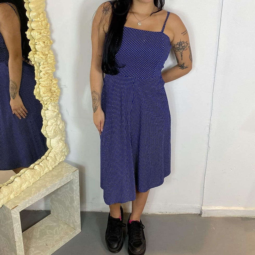 Vestido Poá Acinturado