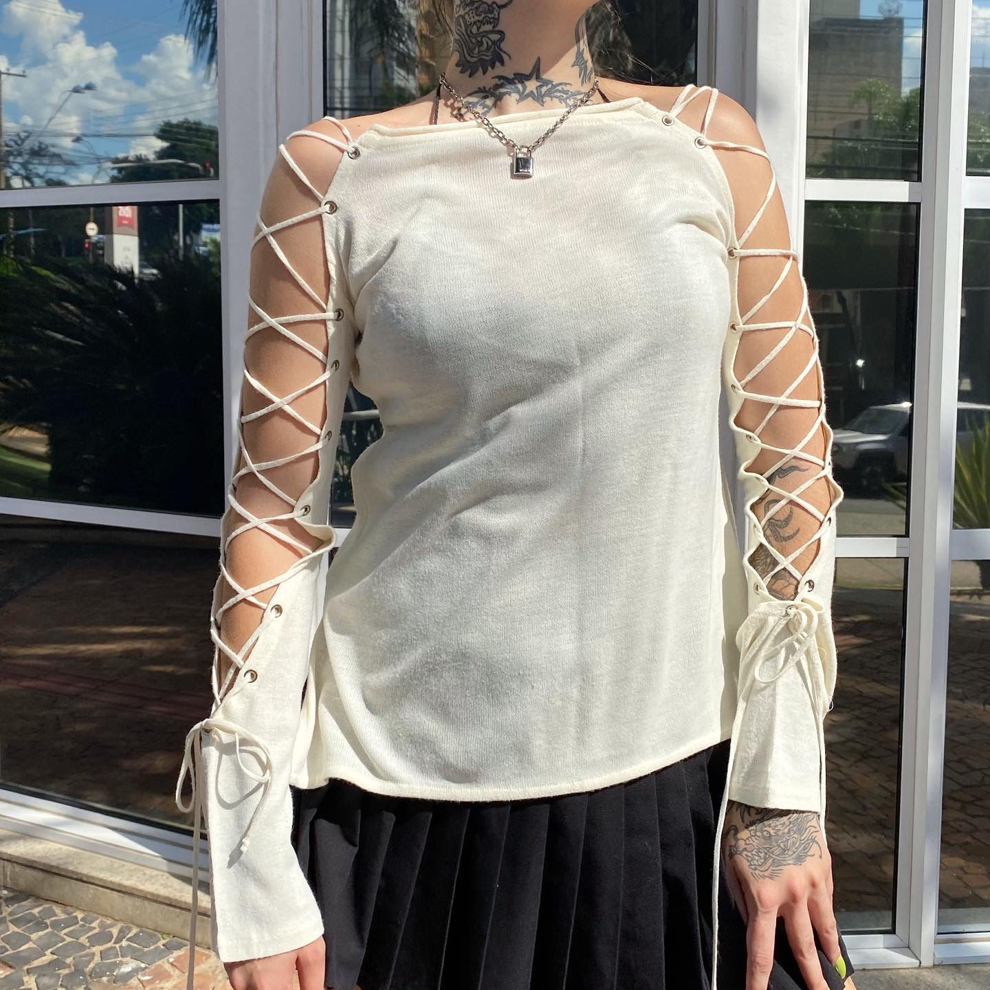 Blusa Off White Lace 