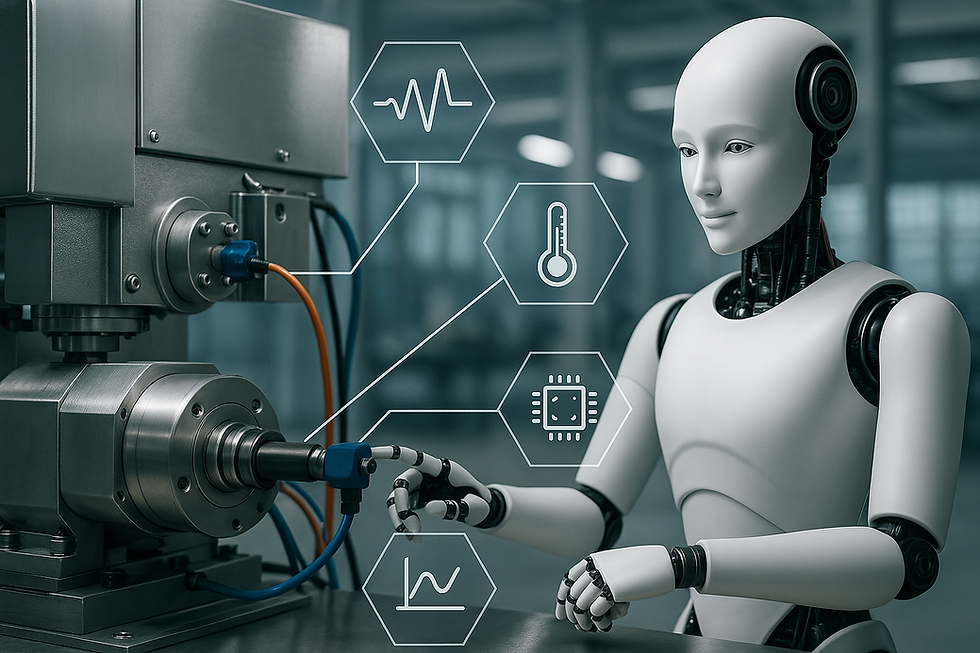 Ein Roboter, der eine Maschine überprüft