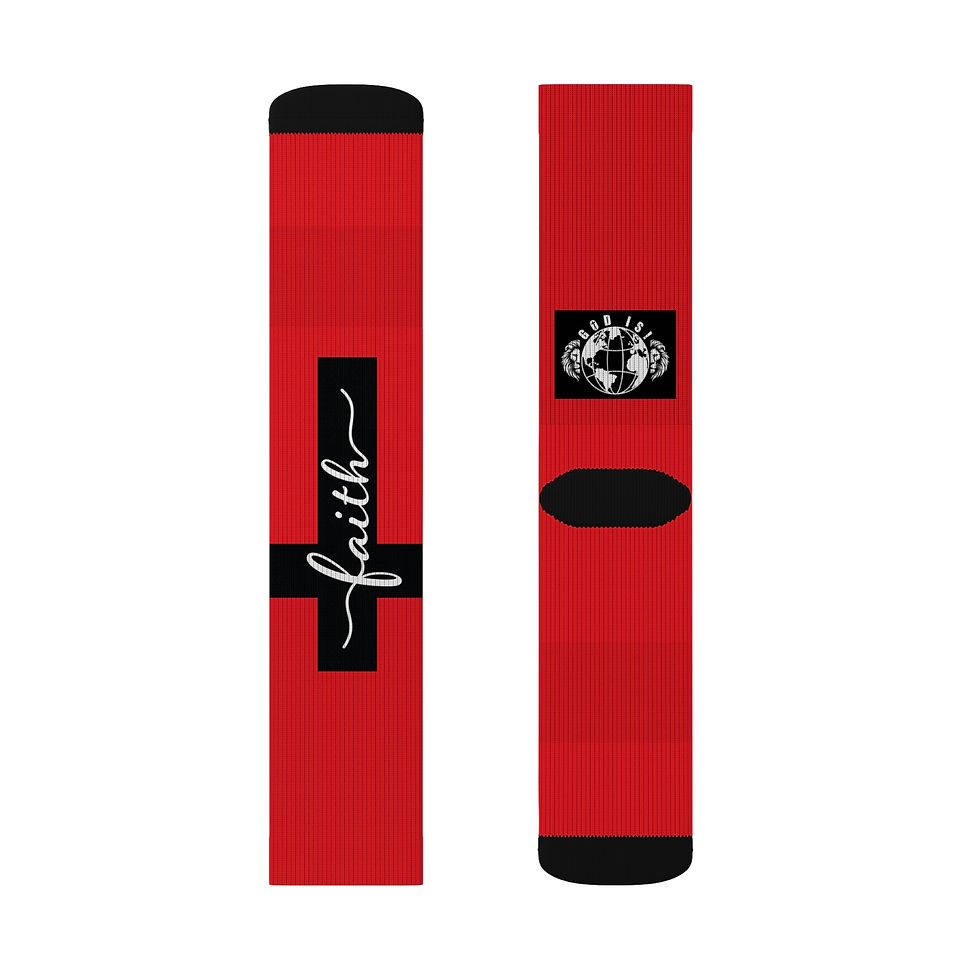 Thumbnail: (Red) Faith-Inspired Sublimation Socks for Style and Comfort Gift 