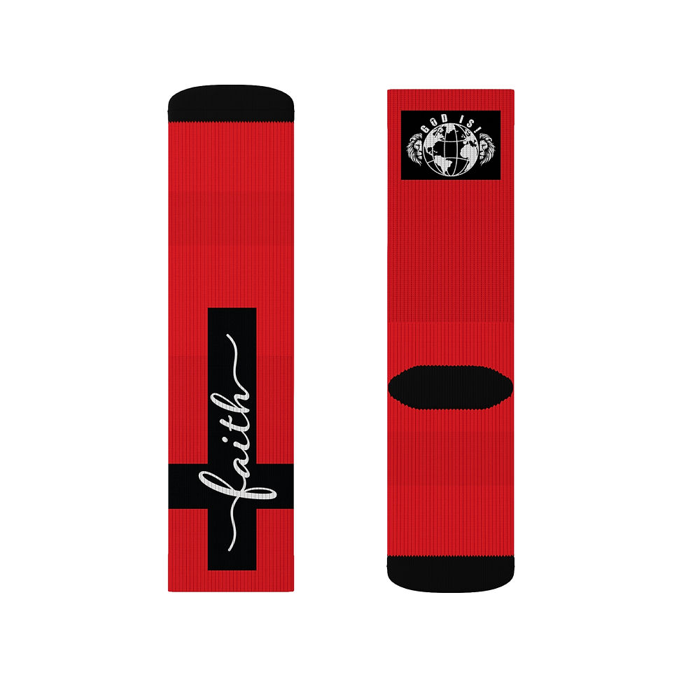 Thumbnail: (Red) Faith-Inspired Sublimation Socks for Style and Comfort Gift 
