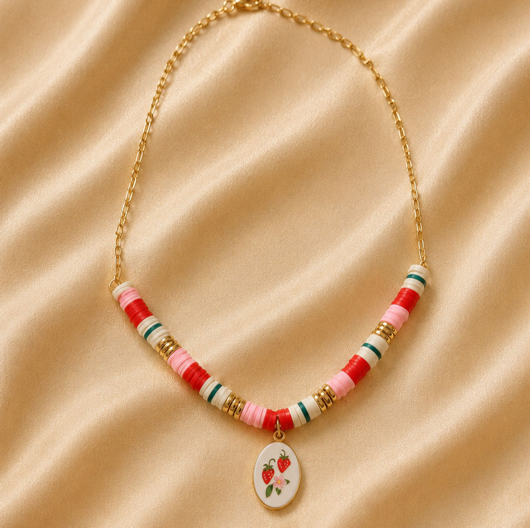 Strawberry Beaded Necklace
