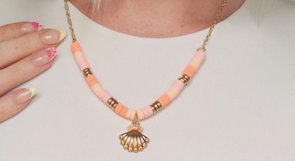 Thumbnail: Peachy Seashell Beaded Necklace