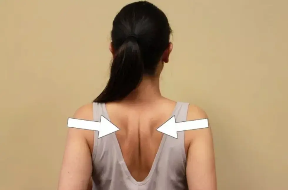 Shoulder blade squeeze. Learn 4 simple stretches to do every hour at your desk to help reduce strain and improve posture.