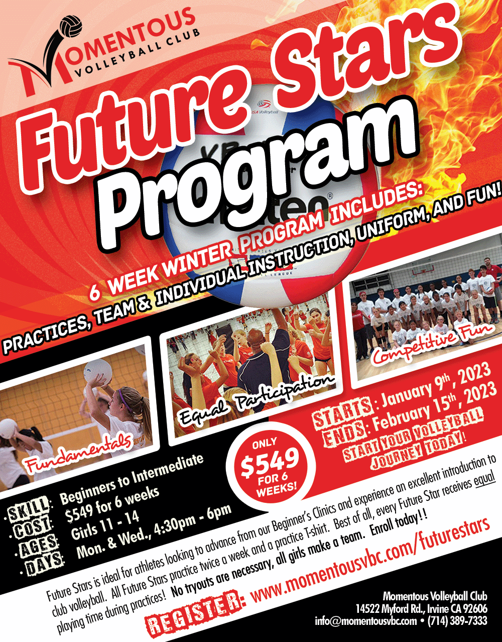 Girls Future Stars (Ages 1114) Momentous Volleyball