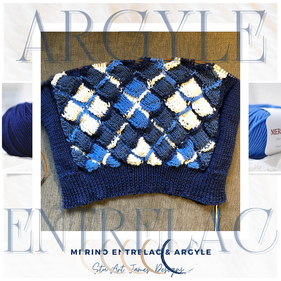 Thumbnail: Navy Argyle & Entrelac Merino Sweater