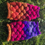 Thumbnail: Hand-knitted Entrelac Knitting Wrist-Warmers in Purple, Lilac, Pink & Burnt Oran
