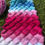Thumbnail: Hand-knitted Entrelac Scarf  in Pink, White & Blue
