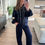Thumbnail: CARI NAVY ZIP UP HOODIE & JOGGERS CO ORD SET