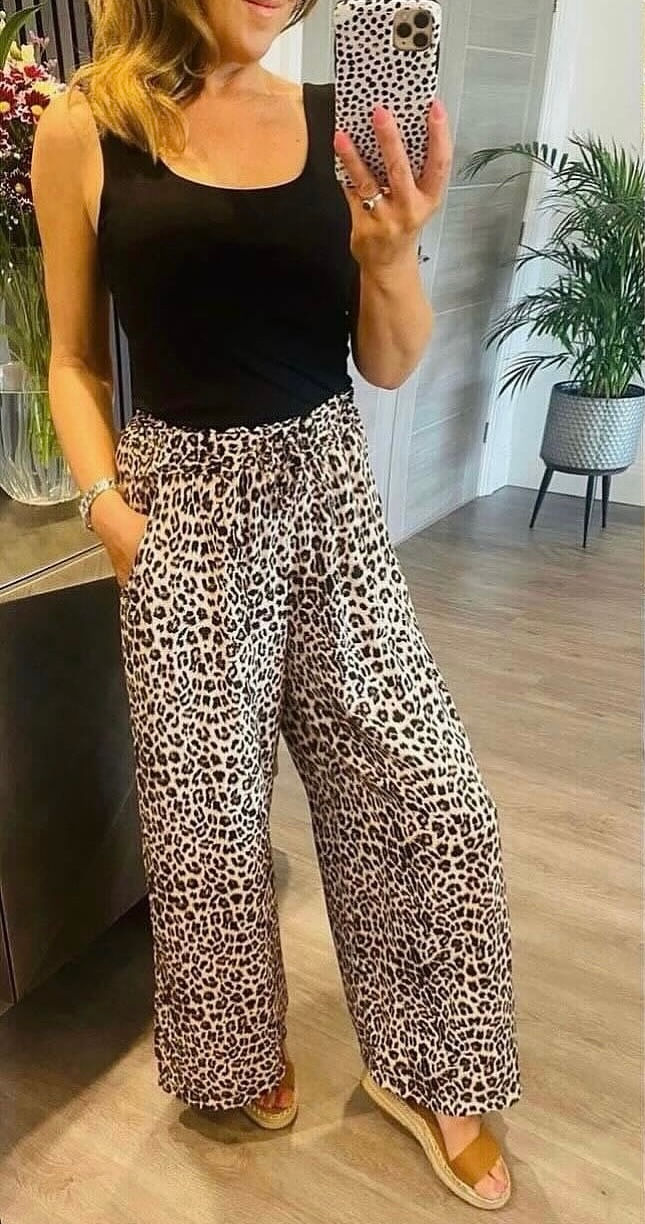 ANIMAL PRINT PALAZZO TROUSERS
