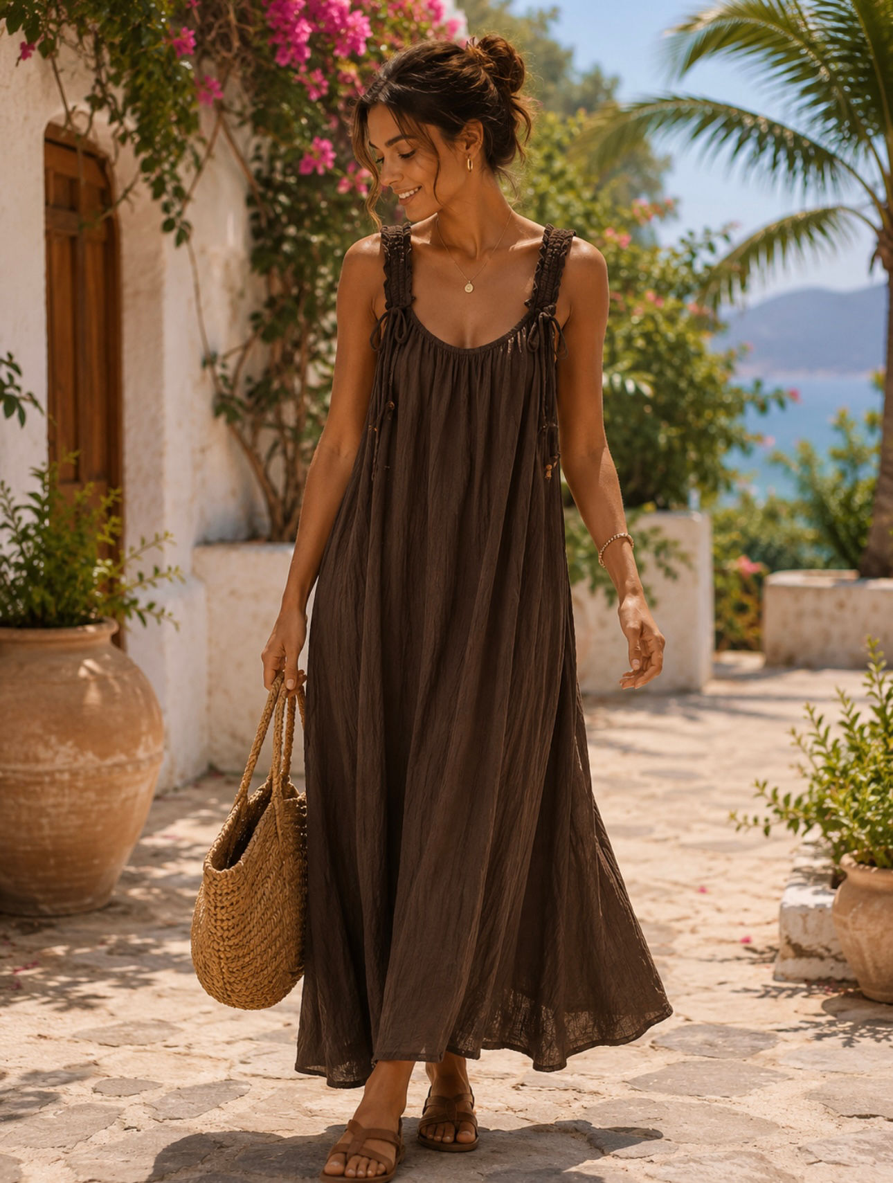 NOVA MAXI BEACH DRESS IN CHOCOLATE