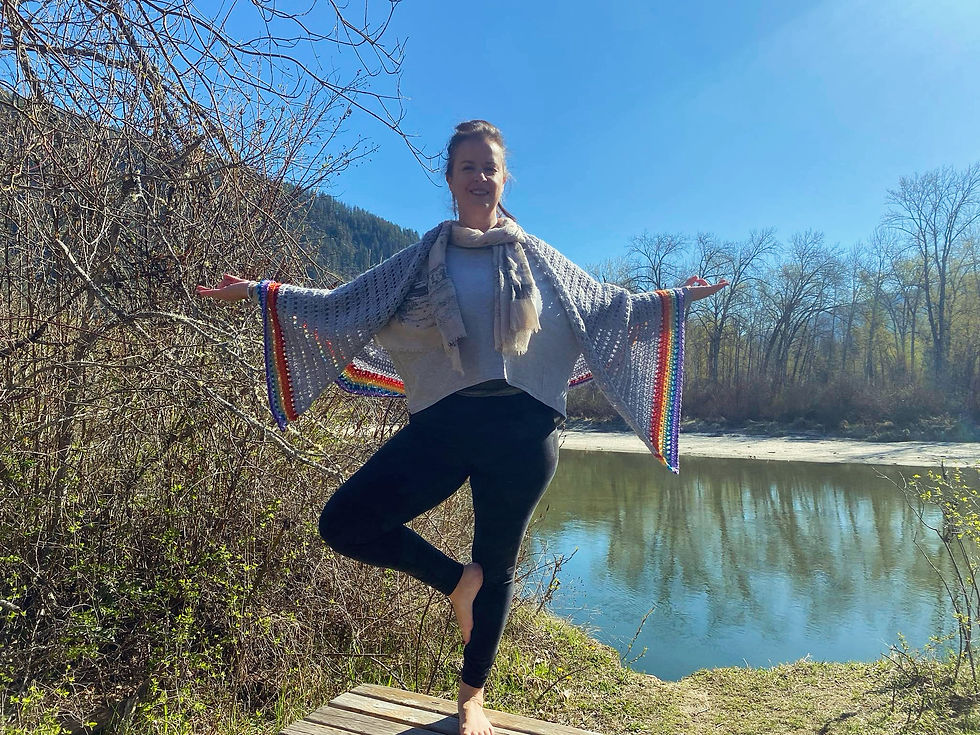 Yoga by the Eagle River in the Spring of happier times.