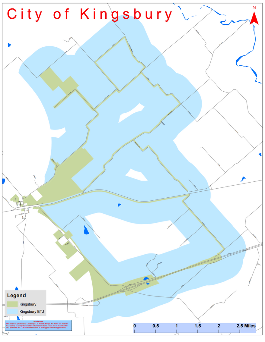 Kingsbury Texas City Limits