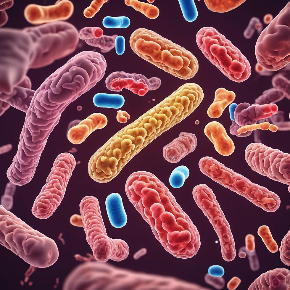 Eye-level view of a healthy gut microbiome representation