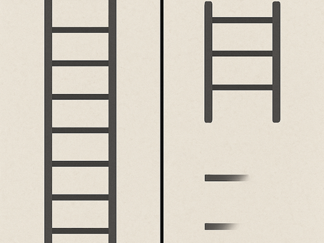 Split-screen image showing a traditional career ladder with multiple rungs on one side, and the same ladder with bottom rungs missing/disappearing on the other side.