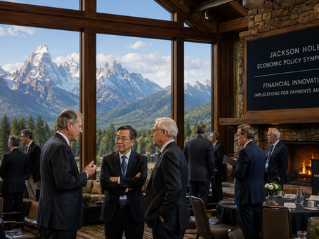 Central bankers discussing monetary policy and payment infrastructure at the Jackson Hole Economic Policy Symposium.