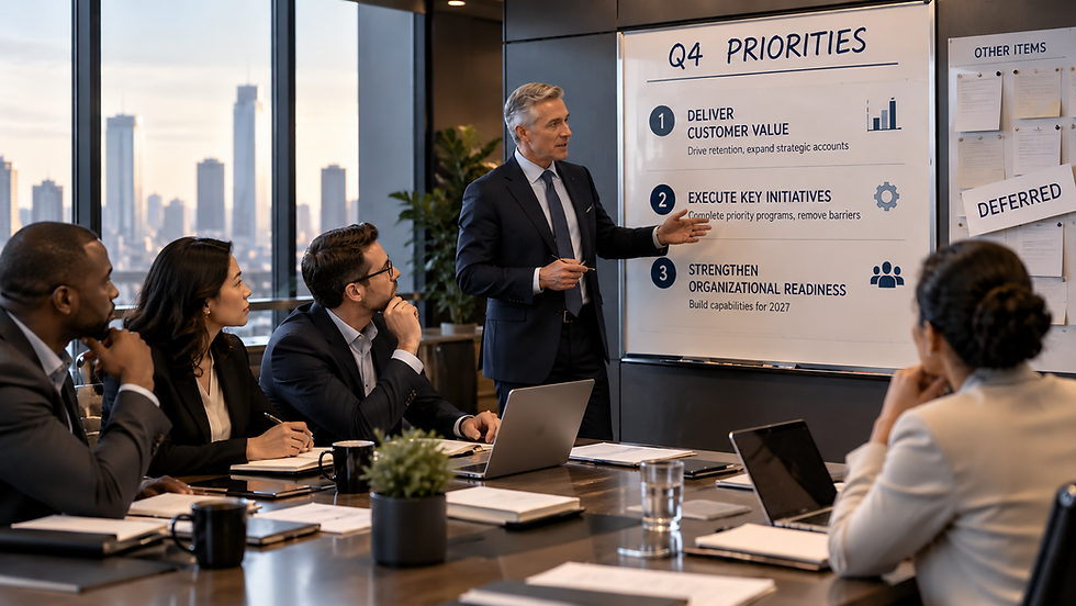 Executive leadership team maintaining focus on a limited set of fourth-quarter priorities as year-end execution begins.