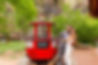 Photo-op gondola rental for wedding with couple standing in front