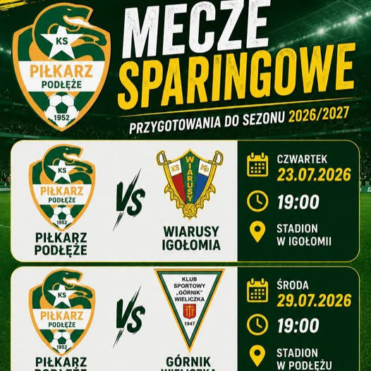Piłkarz Podłęże rozpoczyna przygotowania do sezonu w klasie okręgowej. Czas na mecze sparingowe!