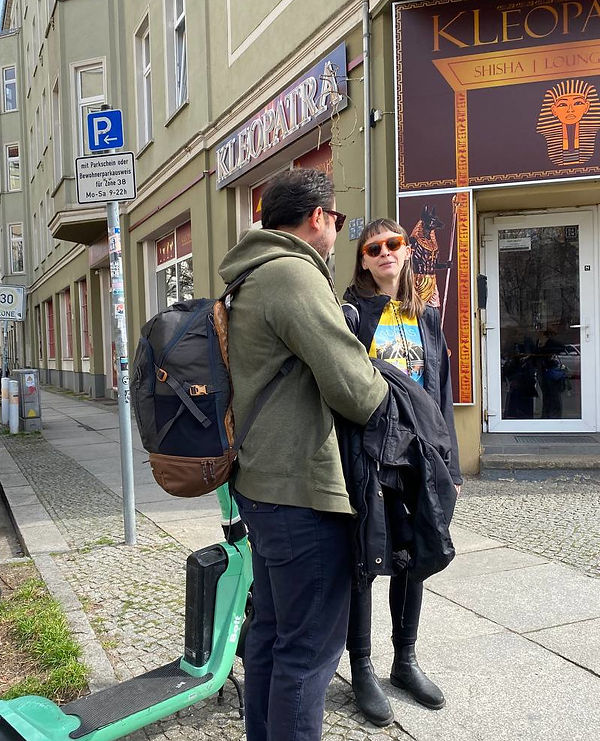Bronwyn conducting a guerilla interview with a passerby