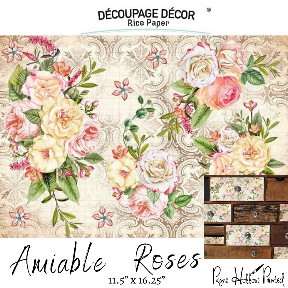 Thumbnail: AMIABLE ROSES • Rice Paper • Redesign With Prima Decoupage Paper