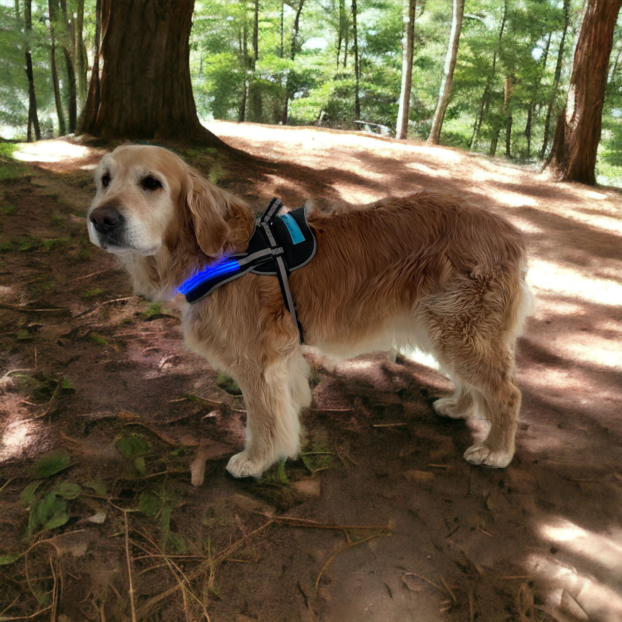 LED Dog harness with soft handle