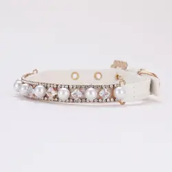Faux pearl and Diamante rhinestone pet collar