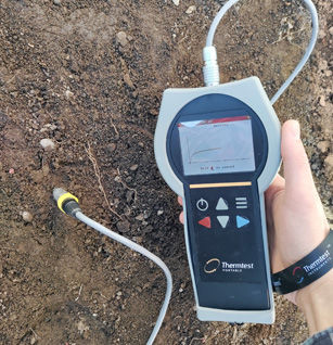 A thermal conductivity meter in operation
