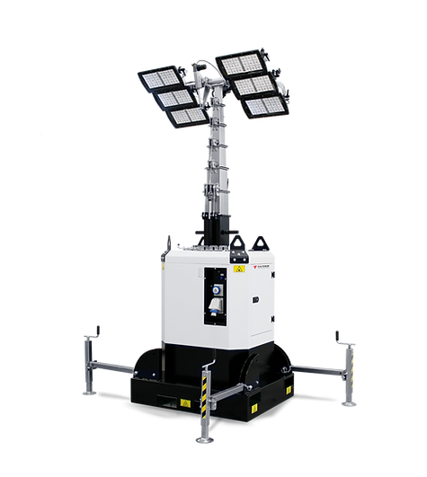 Basetower PRO SKID-L – plug-in lighting tower without engine, designed to ensure maximum stability and high light coverage, perfect for professional environments, produced by Italtower Piove di Sacco, Padua, Italy.