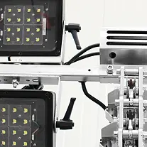 Manually adjustable headlight bracket on Italtower lighting towers