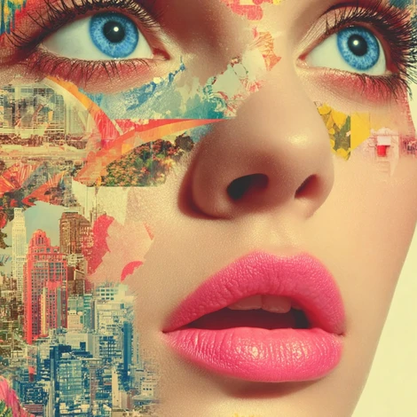 Visionary concept art — Double exposure digital manipulation using vibrant pink and yellow palettes.