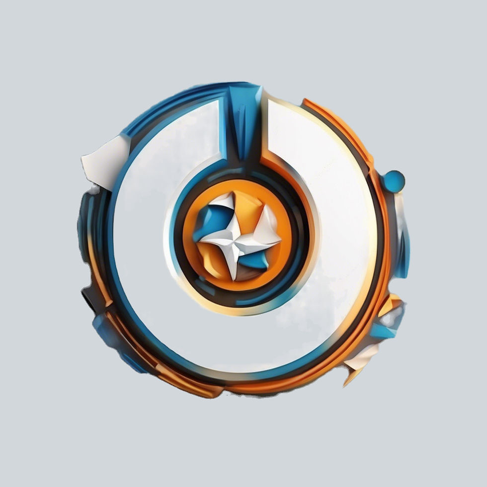 Abstract logo design, blue, orange, white