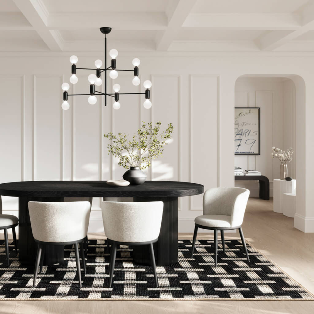 Rina Dining Table with 6 Nova Ivory Dining Chairs