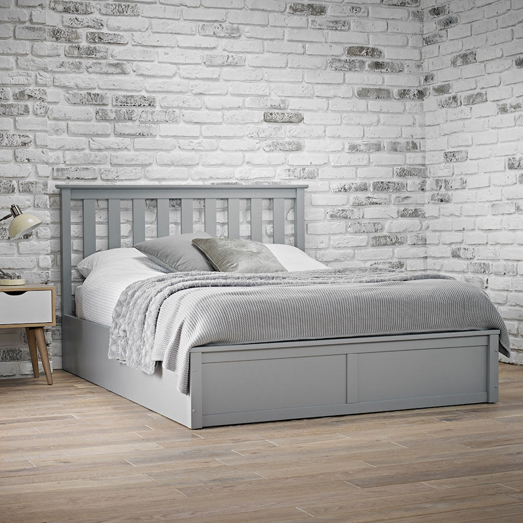 Oxford Grey Kingsize Ottoman Bed