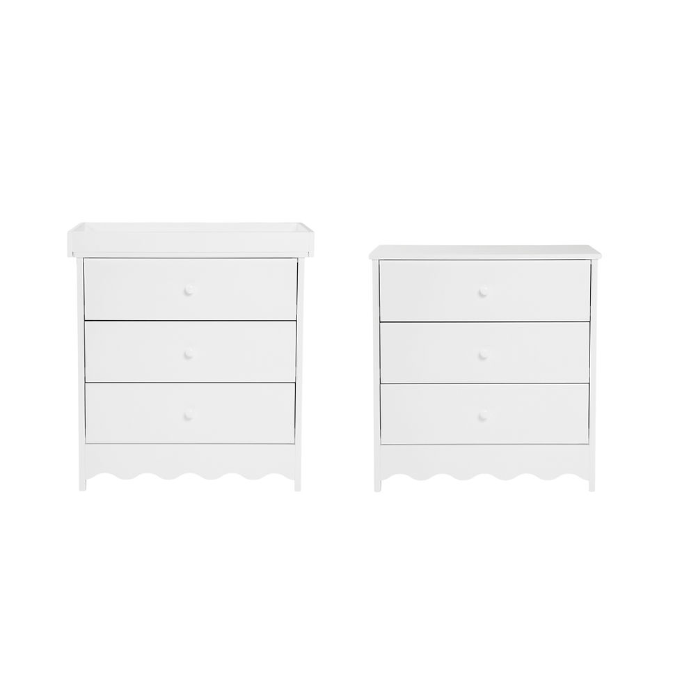 Thumbnail: Bebe & Beyond Dancer Cot Bed, Changing Unit & Wardrobe White Set