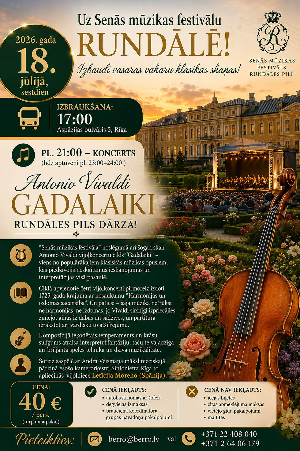 Senās mūzikas festivāls Rundāles pilī