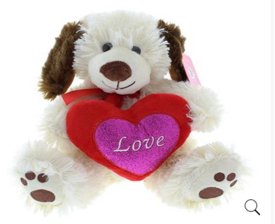 10” Valentine Dog with Heart 