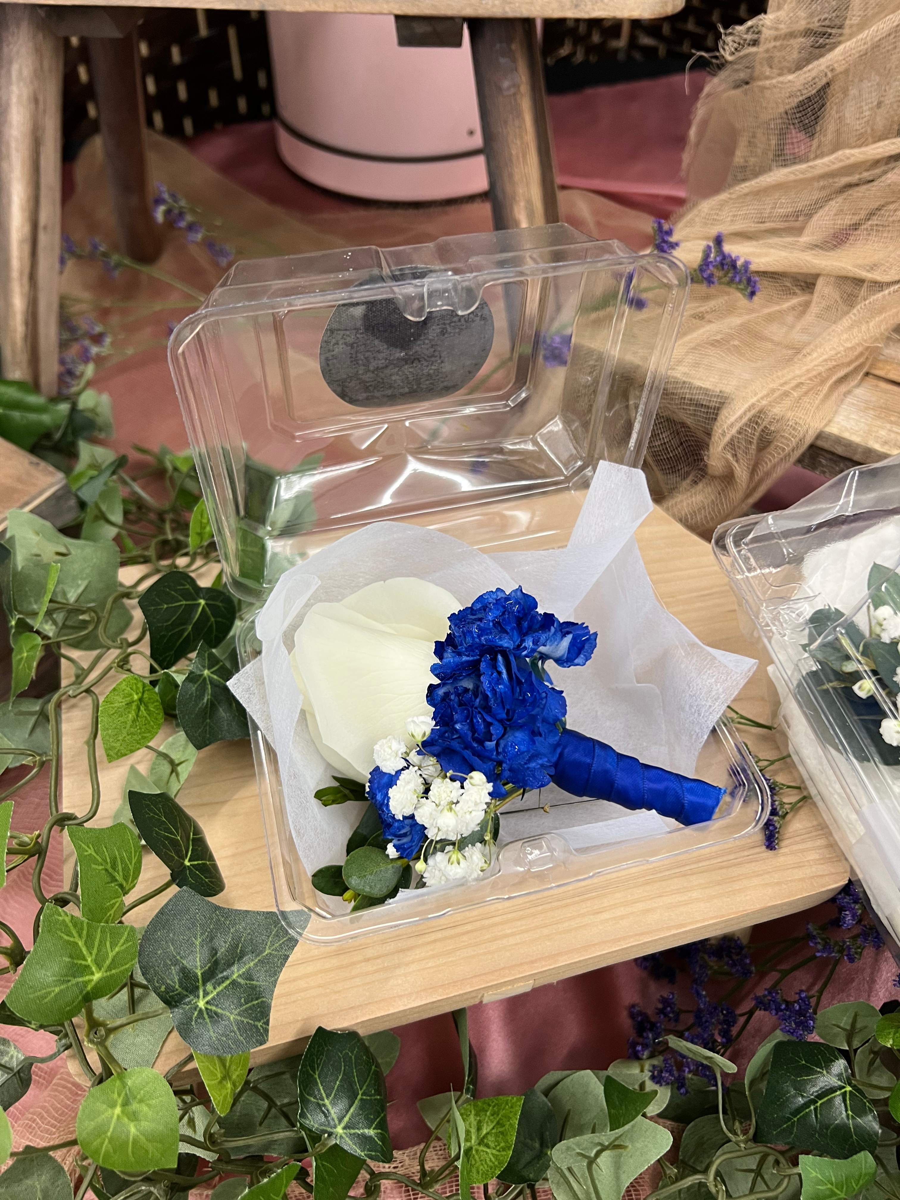 Blue & White Boutonnière 