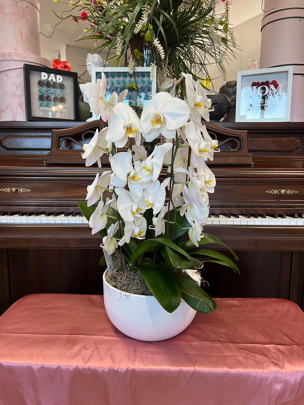 Thumbnail: 4 Stem Large Orchids Ceramic Vase