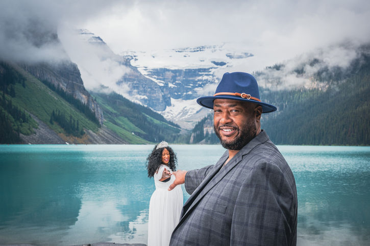 Lake Louise Portrait Banff Wedding anniversary