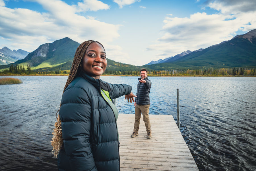 Surprise proposal photography Banff National Park