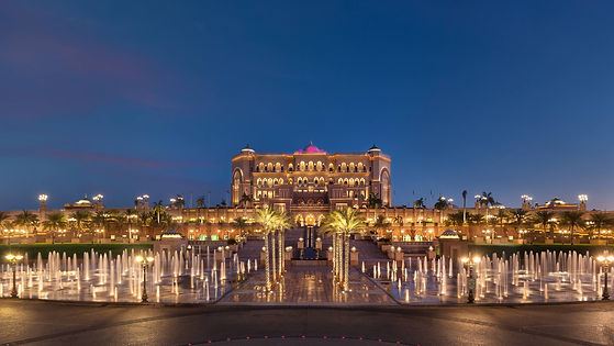 Abu Dhabi Emirates Palace Fountains at Night