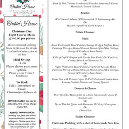 Orchid House Christmas Day Menu