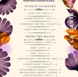 A LA CARTE SUNDAY ROAST ORCHID HOUSE WORTHING
