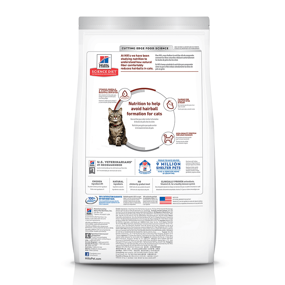 Hill's Science Diet 7+ Hairball Control cat food bag