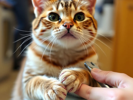 A cat about to have their nails trimmed
