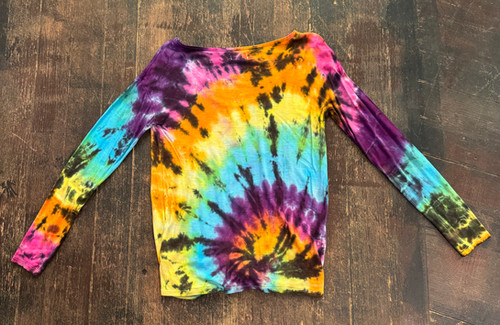 Rainbow yoga long sleeve size S tie-dye | Brain Washed 70s