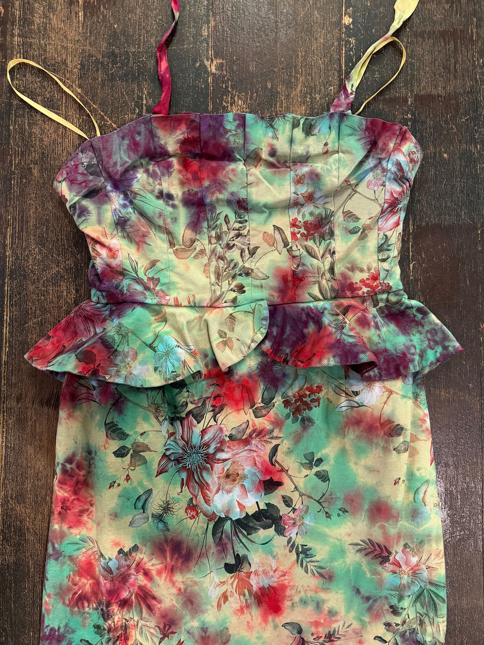 Thumbnail: Green tea river party size 10 32” formal tiedye dress